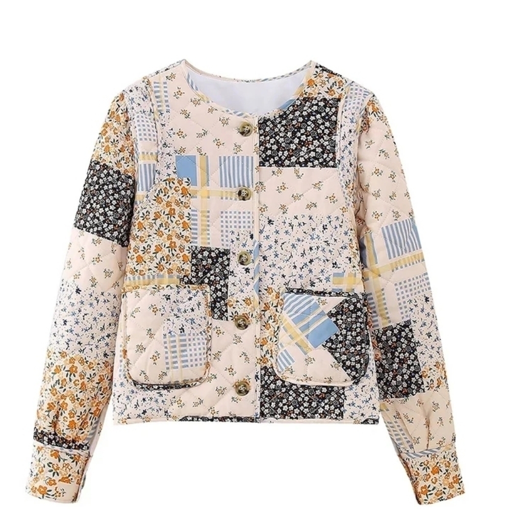 Chic Patchwork Flower Streetwear Jacket Women Fashion - Picture 2 of 5